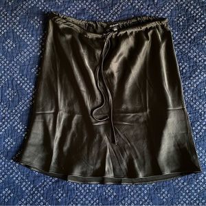 Madewell Black Drawstring Mini Satin Slip Skirt NWT Size 2